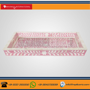 Luxury Pink Resin Art Deco Geometric Decorative Serving Tray | <b>Rectangle</b> Vanity Organizer <b>Coffee</b> <b>Table</b> Display Elegant Decor - Product Image 3