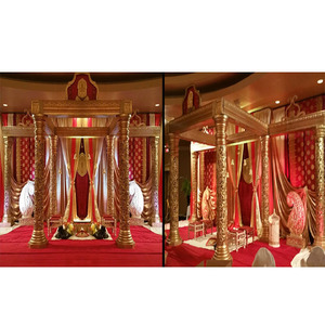 มณฑปงานแต่งงานสีทองสำหรับขาย - ดีไซน์ทรงสี่เหลี่ยมสุดพิเศษพร้อมเสา FRP โดดเด่น โครงสร้างทันสมัยน้ำหนักเบา - Product Image 1