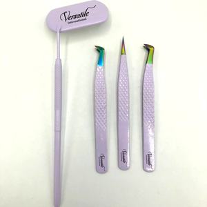 Diamond Grip <b>Light</b> Purple <b>Rainbow</b> Tip Customized Logo Japanese Stainless Steel Eyelash Extension Tweezers Sustainable Fiber Type - Product Image 2