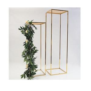 Centre de Table de mariage en métal doré, Set de 2 pièces centrales de Table, rectangulaire, vente en gros, livraison gratuite - Product Image 1