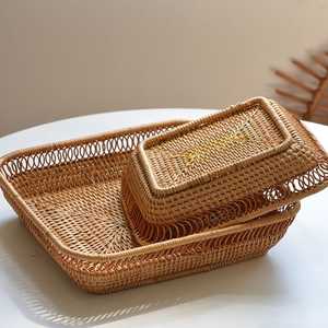 Bandeja de mimbre redonda tejida con asas, bandeja otomana para desayuno, bebidas, aperitivos para mesa de centro, decoración para el hogar - Product Image 5