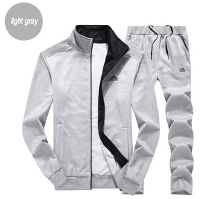 Sweat-shirt à capuche de sport pour hommes, ensemble de 2 pièces de haute qualité, sweat-shirt d'hiver, teinte unie, avec fermeture éclair, vêtements de sport, Jogging, collection 2020 - Product Image 2