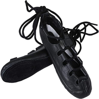 Sepatu Dansa Jazz Irlandia dengan Sol Penyerap Guncangan, Tali Sepatu, Hak Datar Modern untuk Panggung, Bahan Suede, Sol Terpisah, Model Ghillies, Gaya Skotlandia