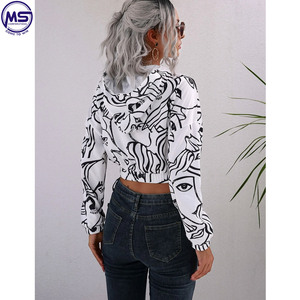 Sudadera con capucha con Logo personalizado para mujer, Top corto de manga larga - Product Image 2