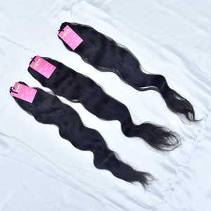 Extensión del pelo humano de la Virgen 100% cutícula alineada pelo cutícula alineada ondulado indio virginal recto rizado paquetes de cabello humano - Product Image 2