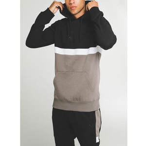 450 GSM Hombres Amarillo Multi Colorblock Logo Hoodie & Jogger Pants Set Colorblock Fleece Hoodie & Sweat Pants Set Chándal Conjuntos - Product Image 3