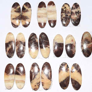 พลอย Cabochon คู่แฟนซีสำหรับทำเครื่องประดับเงิน DIY,พลอยเทียมหัวม้าลายธรรมชาติพลอยคู่ - Product Image 1