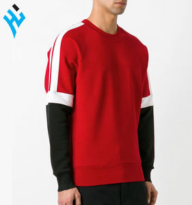 Vente chaude Personnalisé Tri Couleur Sweat Dernier style solide Tri couleur sweats à capuche hommes automne hiver sweat à col rond - Product Image 1