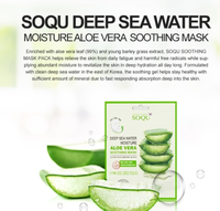 Mascarilla Facial de Algodón SOQU Deep Sea Water Moisture Aloe Vera, Calmante, Reafirmante y Nutritiva, para Todo Tipo de Piel, Hecha en Corea
