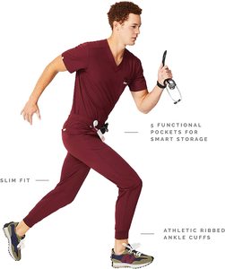 Nouveau pantalon de jogging droit en toile légère brodé pour homme, coupe droite, infroissable, style uniforme médical, personnalisable avec logo - Product Image 5