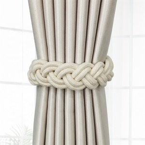 YUJIN 2 Pack tieback per tende intrecciate magnetiche Boho Rope drappeggi con fibbia in legno resistente - Product Image 2