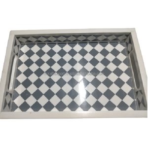 Bandejas de servicio de resina de nácar hechas a mano de alta calidad, utensilios de cocina con incrustaciones de hueso al por mayor para hoteles y restaurantes - Product Image 1