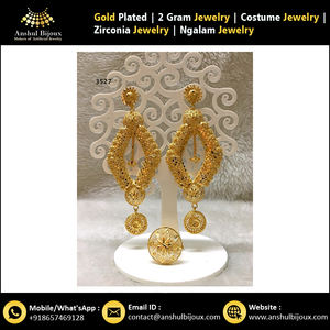 Conjunto de joyas de pendientes de boda para mujer africana de color dorado para compromiso de fiesta y regalo - Product Image 5