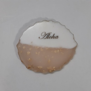 Posavasos de resina con borde blanco perla y dorado, accesorios, almohadillas, posavasos de resina - Product Image 3