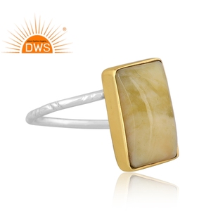 Fine Sterling <b>Silver</b> Natural Yellow <b>Opal</b> Gemstone Stackable <b>Ring</b> For Women Jewelry Manufacturer - Product Image 3