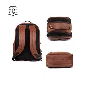 Sac à dos en cuir véritable avec logo personnalisé pour hommes sac à main étanche pour ordinateur portable sac à cordon caractéristique USB doublure décontractée en coton utilisation scolaire - Product Image 3