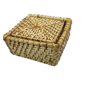 <b>Set</b> of 4 Pcs Light Brown Rattan <b>Coasters</b> Natural Bamboo <b>Placemats</b> Teacup <b>And</b> Coffee <b>Coasters</b> Stylish Kitchenware Pads - Product Image 4
