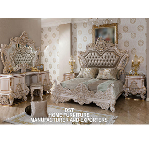 Meubles de chambre à coucher de style victorien sculptés en blanc finition blanc antique style européen meubles de chambre à coucher classiques ensemble de chambre à coucher - Product Image 1