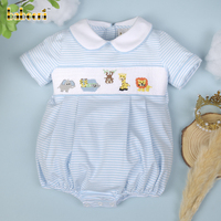 Barboteuse d'été de luxe pour bébés garçons, brodée main, motif animal, en Spandex/Coton, fabrication artisanale, OEM/ODM, personnalisable