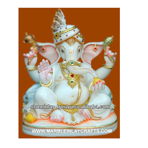 Statue unique de Ganesh en marbre blanc - Product Image 1