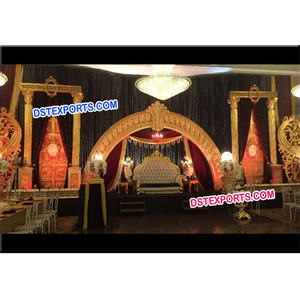 Hermosa boda tallado media luna Fase de oro tallado Paisley accesorios boda escenario de la boda de interior medialuna etapa de decoración - Product Image 1