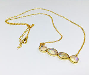 Colgante de GEMA de ópalo Natural chapado en oro y plata de ley 925, joyería de moda, collares para mujer, collar para fiesta - Product Image 6