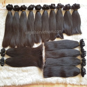 וואו סופר כפול נמשך ישר שיער מכונת ערב וייטנאמי שיער טבעי הרחבות 100% גלם בתולה מיושרת שיער - Product Image 3