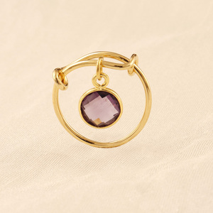 8mm Violet Améthyste Quartz Minimaliste Gemstone Anneau Réglable En Laiton Plaqué Or Lunette Réglage Femmes Bijoux Anneau Cadeau pour Elle - Product Image 6