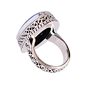 Diseño de encanto victoriano tallado a mano piedras preciosas lapislázuli anillo de cóctel joyería Vintage S925 plata esterlina lujo de alta calidad - Product Image 3