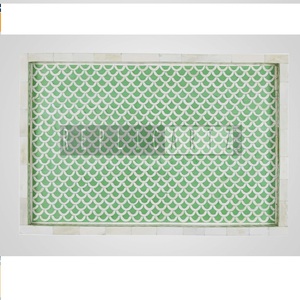 Plateau de service décoratif à motifs verts |   Plateau de rangement rectangulaire pour table basse, cuisine, salle à manger, décoration intérieure - Product Image 1