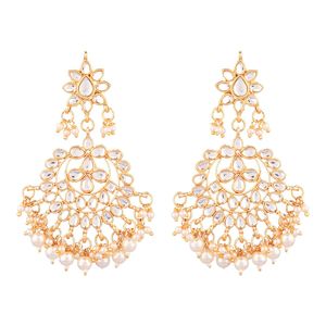 Bollwood-Conjunto de pendientes colgantes grandes, joyería india, perlas de imitación de cristal, Kundan - Product Image 1
