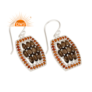 Natural Smoky Quartz And Citrine Gemstone <b>Earring</b> Pretty Design Fine <b>Silver</b> Hook <b>Dangle</b> <b>Earrings</b> Jewelry Wholesaler - Product Image 2