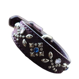 ปลอกคอสุนัขสุดหรูทำจากหนังแฟนซี,กระดุมคริสตัลคุณภาพสูงขายส่งจากผู้ผลิตทุกขนาด - Product Image 1