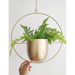 Hot Selling Attractive <b>Decorative</b> Customized Gold Plated Iron Back Powder Coated Eco-Friendly Hanging Planters Home <b>Flower</b> Pot - Product Image 2
