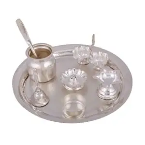 High Quality Brass Silver Plated Puja Thali Accessories Manufacturer Homemade Handcraft Handmade Product India 2021