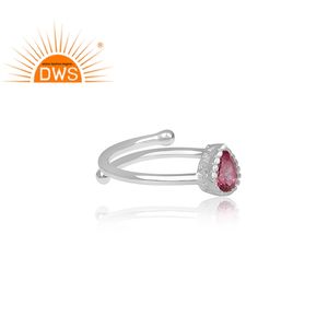Anillo de plata de primera ley y topacio rosa para mujer, sortija, plata esterlina 925, piedra preciosa, piedra Natural, corte de pera - Product Image 3