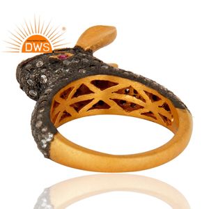 & Zircon Gemstone Rabbit Shape Ring 925 Sterling Silver Cubic Zirconia Natural para mujeres Fabricante de joyas Chapado en oro de moda - Product Image 4