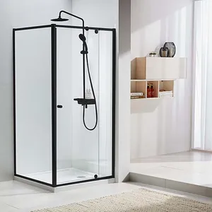 סיטונאי 2 צד מזג זכוכית מתכוונן פינת מקלחת דלת חדר אמבטיה כיכר מארז