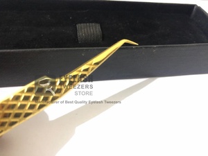 Precio al por mayor Pinzas de pestañas doradas Logotipo personalizado Pinzas de extensión de pestañas de acero inoxidable japonesas profesionales Probado a mano Gratis - Product Image 6