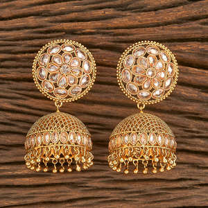 Pendiente de Jhumki antiguo, chapado en oro, 206924 - Product Image 3