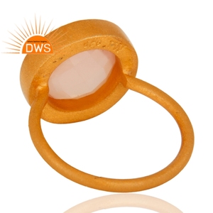 Topaz and Rose Chalcedony Ring Gemstone Designer Women's Ring Wholesale Gold Plated Silver Statement Rings Jewelry - Product Image 3