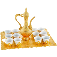 Juego de té tradicional turco otomano Anatoliano, teteras de cobre doble, griego y árabe, venta al por mayor