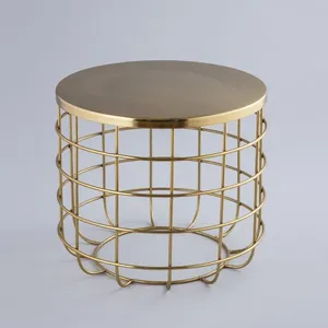 מודרני עגול מתכת חוט זהב צד שולחן צד שולחנות לסלון מודרני