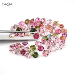 100% naturel 5mm multi tourmaline ronde coupe pierre précieuse en vrac 0.55 carats pierre précieuse impeccable en vrac fournisseur en gros de l'Inde - Product Image 2
