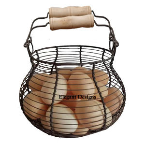 Handmade Luxury Egg Wire <b>Basket</b> Wall <b>Hanging</b> Black Antique <b>Storage</b> Design Iron Material for Kitchen Traditional Style Wholesale - Product Image 3