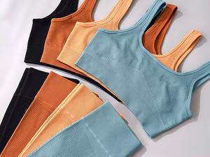 Бразильские эластичные бесшовные леггинсы для фитнеса и йоги, спортивный бюстгальтер, 2 предмета, Байкерская Одежда для фитнеса - Product Image 6