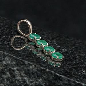 Gema de Esmeralda Natural, colgante de diamante en forma de barra de diseñador de oro de 14k, joyería al por mayor - Product Image 4