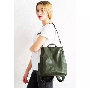 2021 new design girls <b>Backpack</b> bag genuine Leather <b>college</b> Schoolbag Ladies Shoulder bag high quality custom logo - Product Image 4
