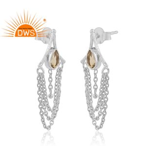 ซิทรินอัญมณีต่างหูผู้ผลิตเครื่องประดับออกแบบโคมไฟระย้าเงินผู้หญิงต่างหูเครื่องประดับผู้จัดจำหน่าย - Product Image 2