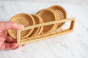 Home And Kitchen Tea And <b>Coffee</b> Rattan Coasters Set of 4 Pcs Square Shape Perfect For Tableware Placemats And <b>Pads</b> Square Shape - Product Image 4